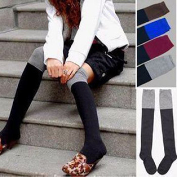 single the color Houmian closing legs were legs knitted cotton stockings knee socks color socks 58g