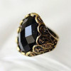[Free Shipping]Europe and the United States foreign trade, M40199 jewelry factory wholesale retro carved black gem ring ring 12g