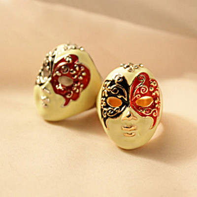 [Free Shipping]M40206 European and American style jewelry Beijing Opera mask mask Venice glaze Ring Ring Phantom 11