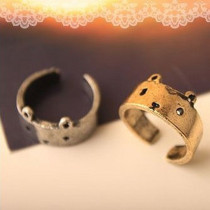 [Free Shipping]The M40160 Korean jewelry factory wholesale retro cute bear adjustable ring fashion personality openings 4g
