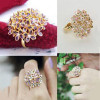 [Free Shipping]2012 Korean version of the four-leaf flower bouquets diamond jewelry wholesale M40262 full diamond flower ring / ring female
