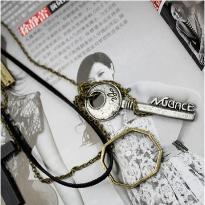 Free shipping  Sweater chain Retro Leather Rope multilayer magic coat chain