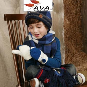 Children Autumn And Winter Children Wool Cap Hat Scarf Two-piece Of Mixed Colors
