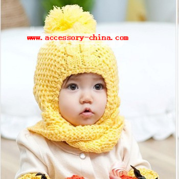 New Children Serratula Hanging Double Ball Wool Winter Baby Cute Hair Ball Ear Warm Cap