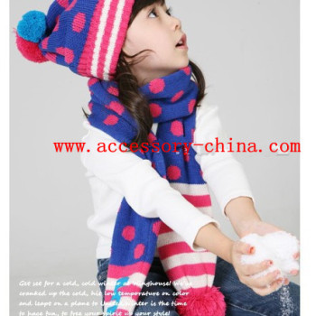 Children Autumn And Winter Wool Knitted Hat And Scarf Suit