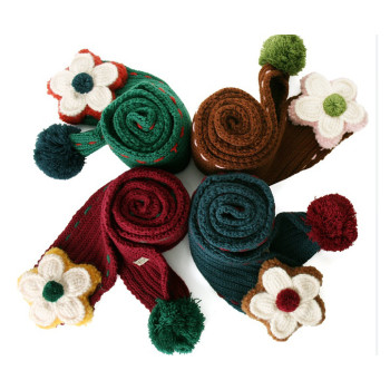 Children Scarves Handmade Flower Winter Knitted Wool Scarf