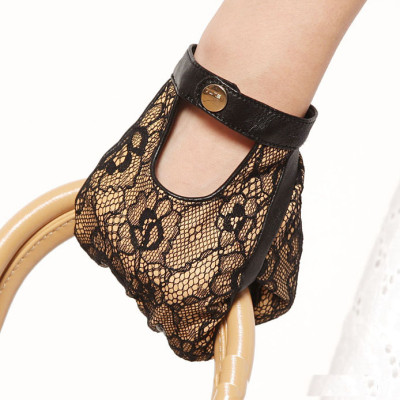 The Hot sale Ms. 2012 new leather gloves / sheep + lace / super fashion