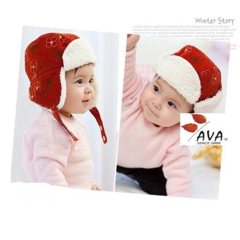 Children's Autumn And Winter Warm Printed Corduroy Ear Hat