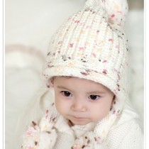 Children's  Flowers Line Winter Thick Warm Knit Ear Hat