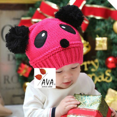 Children Panda Shape Hedging Knitted Hat