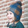 New Children Knitted Warm Plaid Ear Hat
