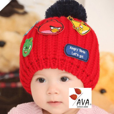 Autumn And Winter New Angry Birds Labeling Male And Female Baby Wool Cap