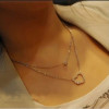 [Free Shipping]HL38507 Korean jewelry the OL ladies double love-type diamond short necklace female clavicle chain 6g