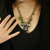[Free Shipping]HL11507 Korea exquisite jewelry retro gem necklace 31g pure Baroque style multi-element