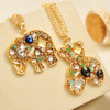 [Free Shipping]HL01907 color Swarovski Crystal personalized retro leopard butterfly long necklace sweater chain 22g