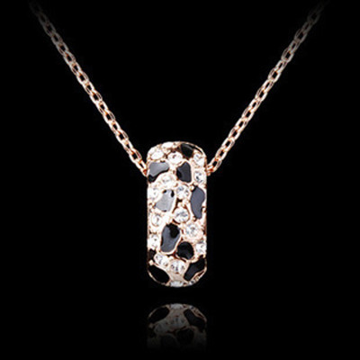 [Free Shipping]HL10707 Korean jewelry European and American big wind sexy black classic leopard rhinestone necklace women 11g