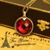 [Free Shipping]HL19807 European and American jewelry retro slice red gem round licensing necklace female sweater chain 17g