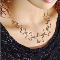 [Free Shipping]HL11607 Korean fashion star wild, generous sweet 7 star necklace 9g