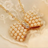 [Free Shipping]HL12607 kaki show 2012 new fashion fresh butterfly knot pearl necklace collarbone chain 6g