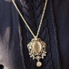 [Free Shipping]HL26207 European and American jewelry exquisite carved white opal retro necklace sweater chain female 30g