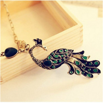 [Free Shipping]HL12007 jewelry retro Diyou in Europe and America, a short section of the green peacock necklace female 15g