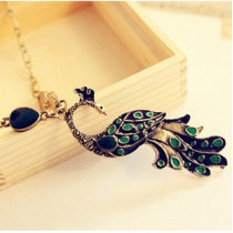 [Free Shipping]HL12007 jewelry retro Diyou in Europe and America, a short section of the green peacock necklace female 15g