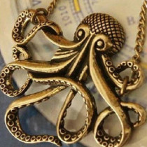 [Free Shipping]HL00407 European and American retro jewelry wholesale long section of the Pirates of the Caribbean octopus necklace sweater chain 20g