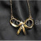 [Free Shipping]Korean jewelry wholesale new hot HL36507 big bow retro palace necklace 11g