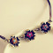 [Free Shipping]HL10507 European and American jewelry wholesale ethnic retro double leather cord Color Diamonds three flower pendant necklace 14g