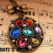 [Free Shipping]HL00907 the retro ornaments seven colors in Europe and the United States and precious stones and pearls disc butterfly knot necklace 15g