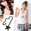[Free Shipping]The HL00107 Korean jewelry full diamond black the star pentagram long necklace sweater chain 24g
