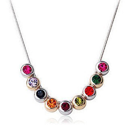 [Free Shipping]HL34407 Korean jewelry flash drill 7 Colour Diamonds the Rainbow Diamond necklace 15g
