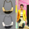 [Free Shipping]I am willing HL14707 Li Bingbing Tang slightly exaggerated short paragraph with models in Europe and America retro metal women necklace jewelry
