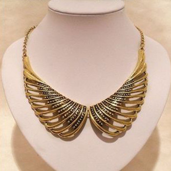 [Free Shipping]HL30907 European and American retro jewelry hollow wings fake collar necklace female exaggeration Europe and the United States accessories 46g