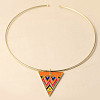[Free Shipping]HL04107 European and American jewelry wholesale retro punk style geometric patterns fluorescent color collar necklace 16g