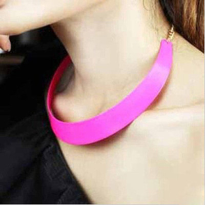 [Free Shipping]HL18107 personalized punk Wind in Europe and America exaggeration the metal fluorescence color candy color collar short necklace female 52g