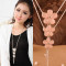 [Free Shipping]HL02107 flowers fringed sweater chain fashion plum crystal gemstones multilayer Long necklace 70g
