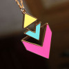 [Free Shipping]HL14507 Europe and the United States the triangular geometry fluorescent candy colored punk hit color the necklace female collarbone chain sweater chain