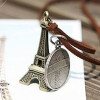 [Free Shipping]HL08307 European and American jewelry Parisian Eiffel Tower round brand retro necklace sweater chain 11g