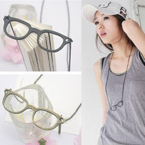 [Free Shipping]HL07507 Korean jewelry simple retro eye glasses frame necklace female sweater chain 22g
