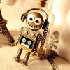[Free Shipping]HL32907 Europe and the United States foreign trade jewelry wholesale retro music headset robot necklace sweater chain 44g