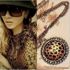 [Free Shipping]HL16507 jewelry retro leopard disc facets of Europe and the United States anti-crystal necklace female sweater chain 18g