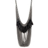 [Free Shipping]HL28807 European and American fashion wind black gem multilayer tassel necklace sweater chain 77g