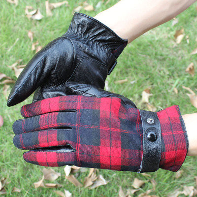 Wholesale Leather Gloves New Autumn And Winter Gloves Men Sheep Piga Thick Velvet Warm Gloves ST12024