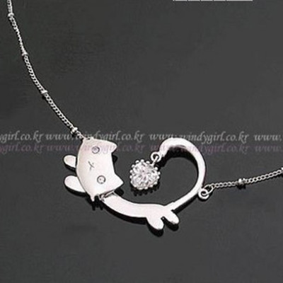 [Free Shipping]The cat necklaces 11g jewelry ladies fashion Korean version of the lovely Princess of Korea shall HL11807 running
