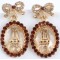 [Free shipping]Full Color Retention Austrian Crystal Eiffel Tower Bow Diamond Earrings 18K Gold Plated