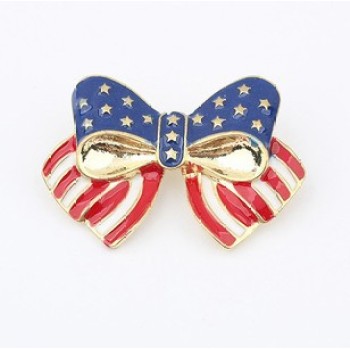 Texture Flag Patterned Bow Shape Brooch