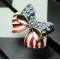 Texture Flag Patterned Bow Shape Brooch