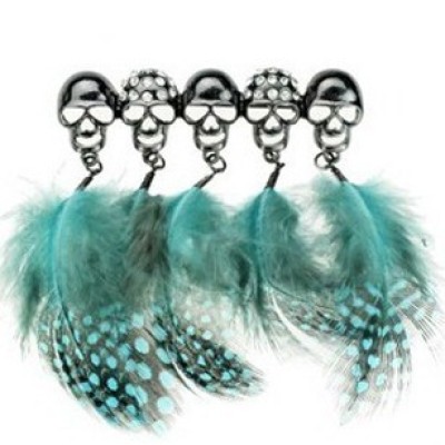 European And American Big Design Multifunction Diamond Skull Feather Brooches Corsage