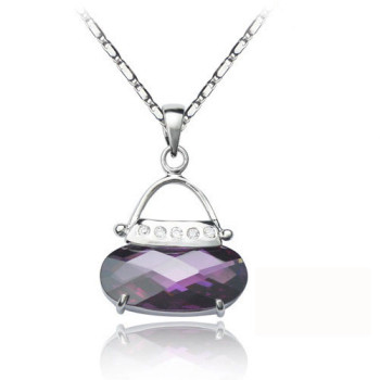[Free Shipping]Silver necklace (with gift box) of the [beads Dai jewelry - fashion sachet (purple)